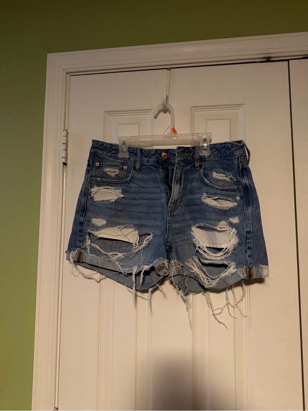 American Eagle Outfitters Distressed Light Blue Denim Cutoff Shorts